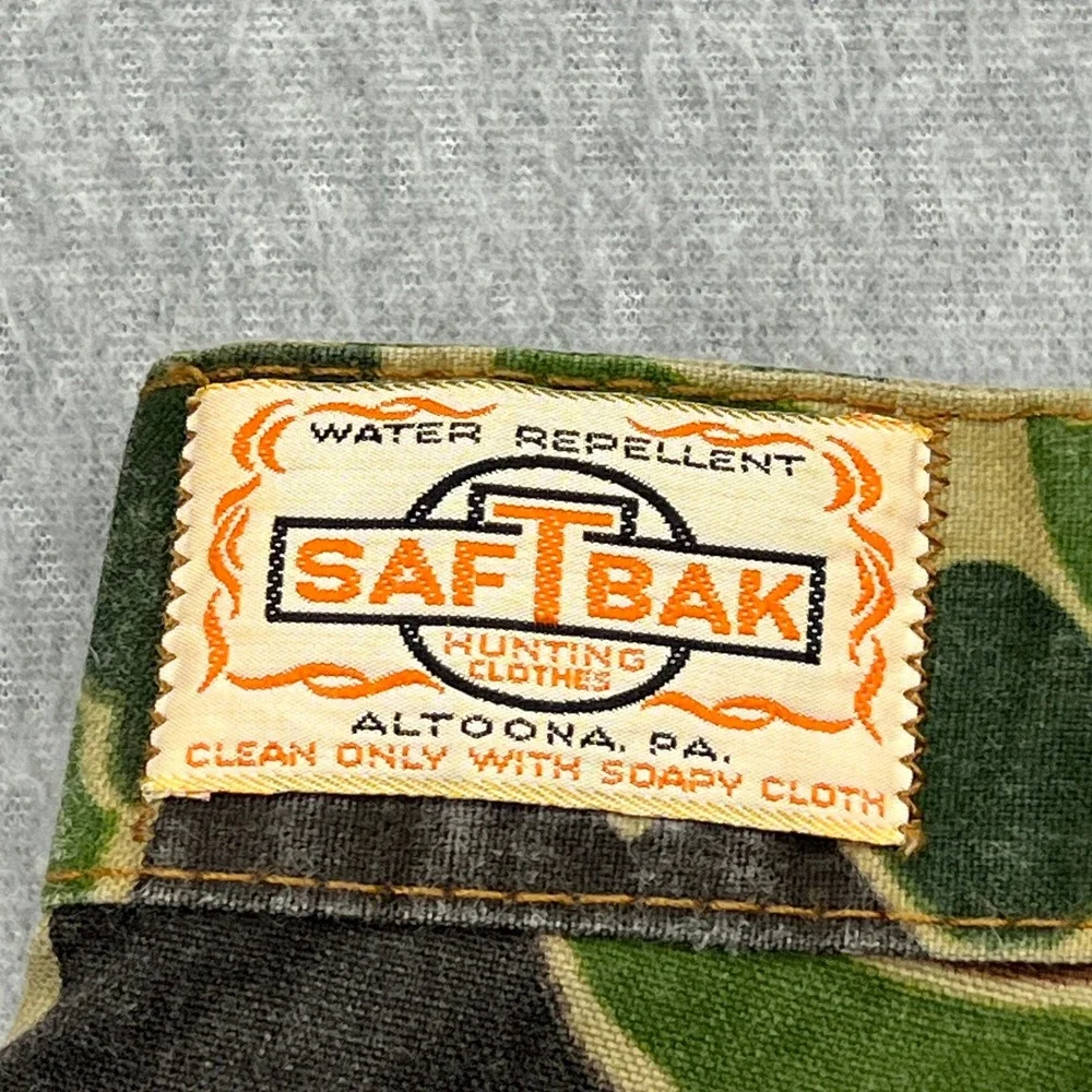 VTG Saf-T-Bak Frog Skin Pants Mens 36x30* Camo Duck Hunt Talon 42 USA Made Retro